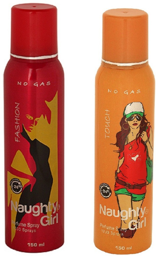Naughty Girl FASHION & TOUH No Gas Deodorant for Women- (Set of 2) (150ml each) Perfume Body Spray  -  For Women