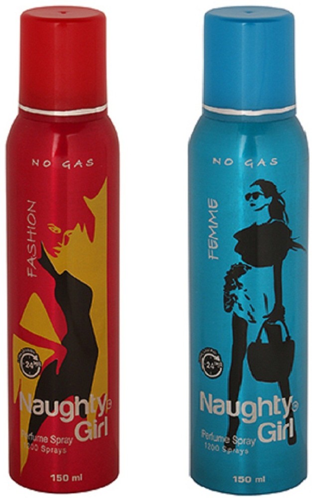 Naughty Girl FASHION & FEMME No Gas Deodorant for Women- (Set of 2) (150ml each) Perfume Body Spray  -  For Women