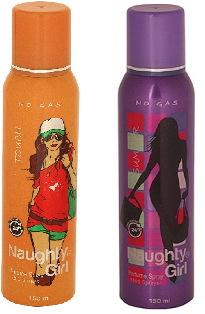 Naughty Girl TOUH & SUMMER No Gas Deodorant for Women- (Set of 2) (150ml each) Perfume Body Spray  -  For Women
