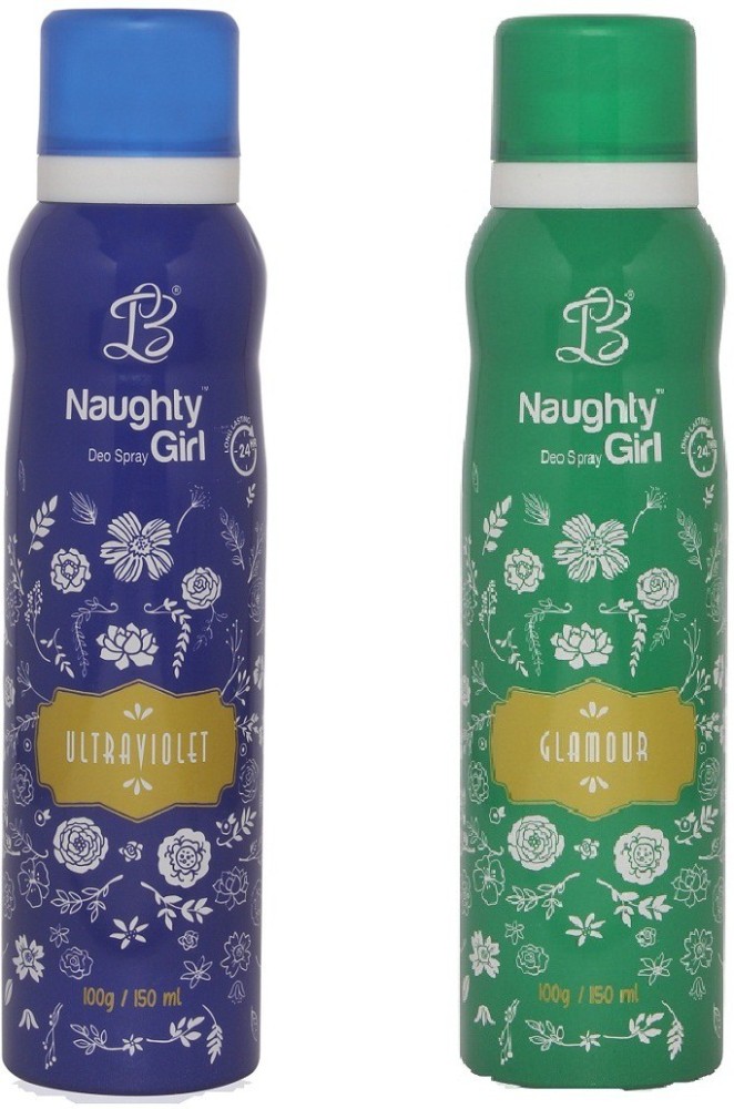Naughty Girl ULTRAVOILENT GLAMOUR Deodorant for Women- (Set of 2) (150ml each) Deodorant Spray  -  For Women