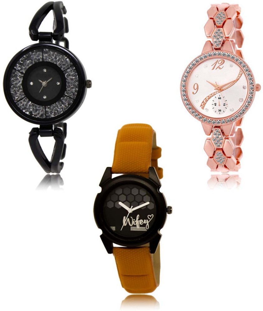 Red Robin Latest Set of 3 Stylish Attractive Professional Designer Combo Analog Watch  - For Women