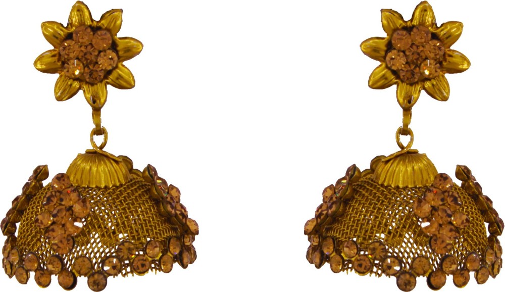 Guarantee Ornament House Designer Gold Plated Fancy Party Wear Earrings for Women & Girls EAR21 Cubic Zirconia Metal Jhumki Earring