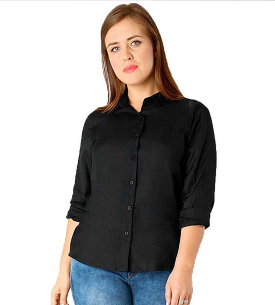 Saira fashion Women Solid Formal Black Shirt