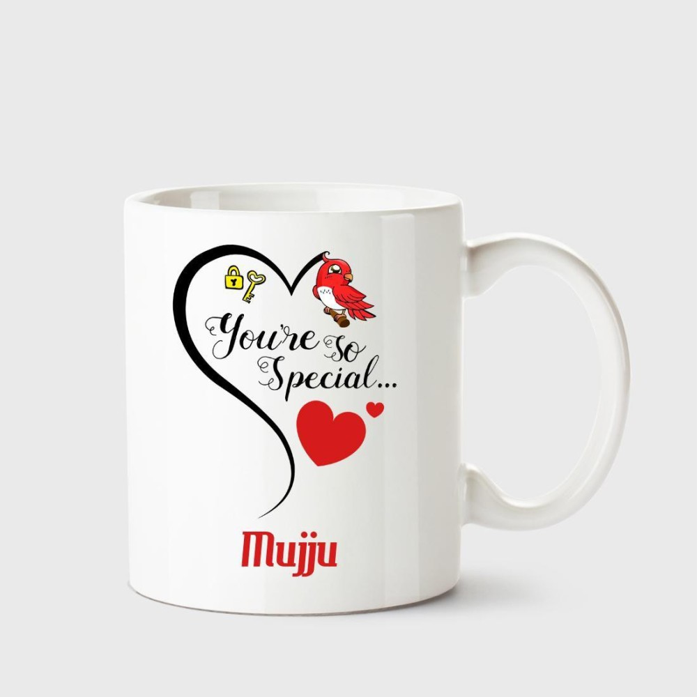CHANAKYA You're so special Mujju White Coffee Name Ceramic Ceramic Coffee Mug
