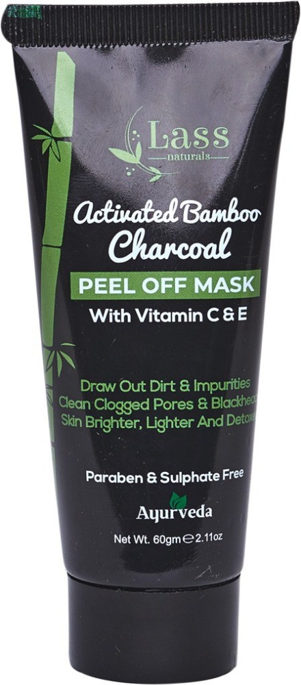 LASS NATURALS Activated Bamboo Charcoal Peel Off Mask With Vitamin C & E 60 gm