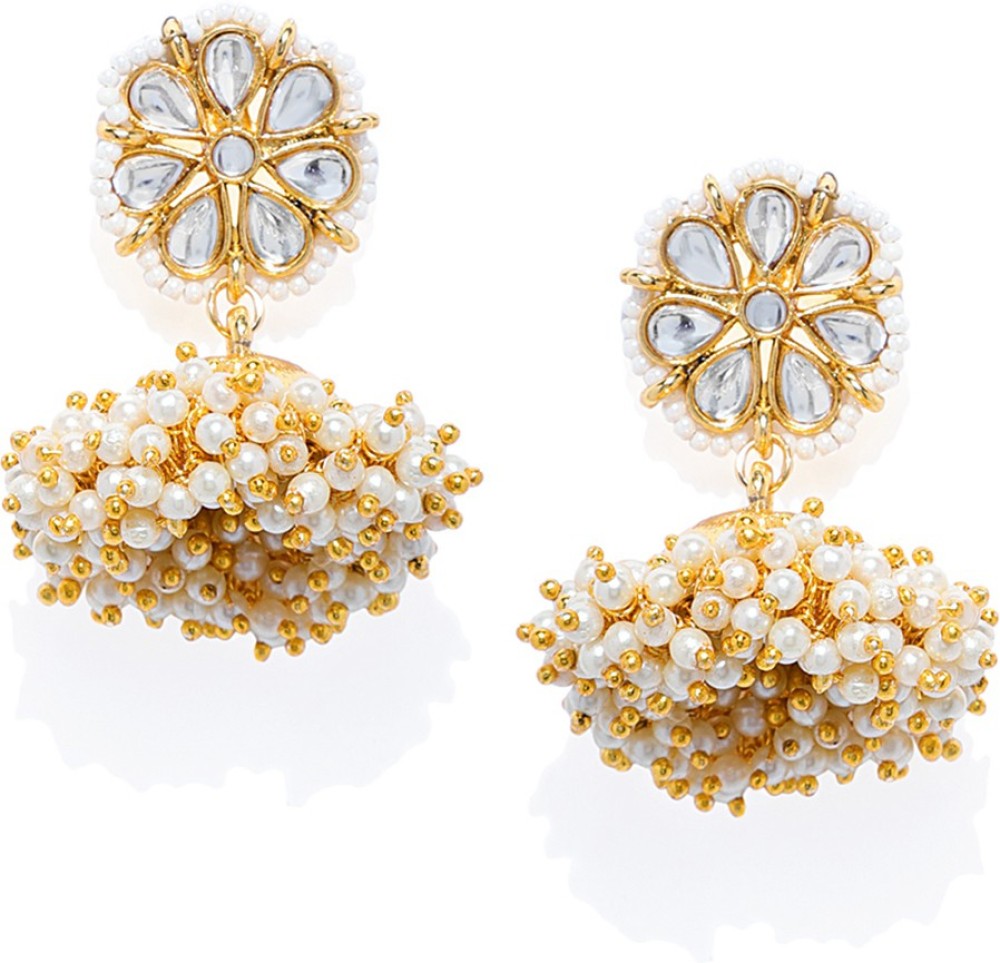 ZAVERI PEARLS Embellished with Pearls Zinc Jhumki Earring