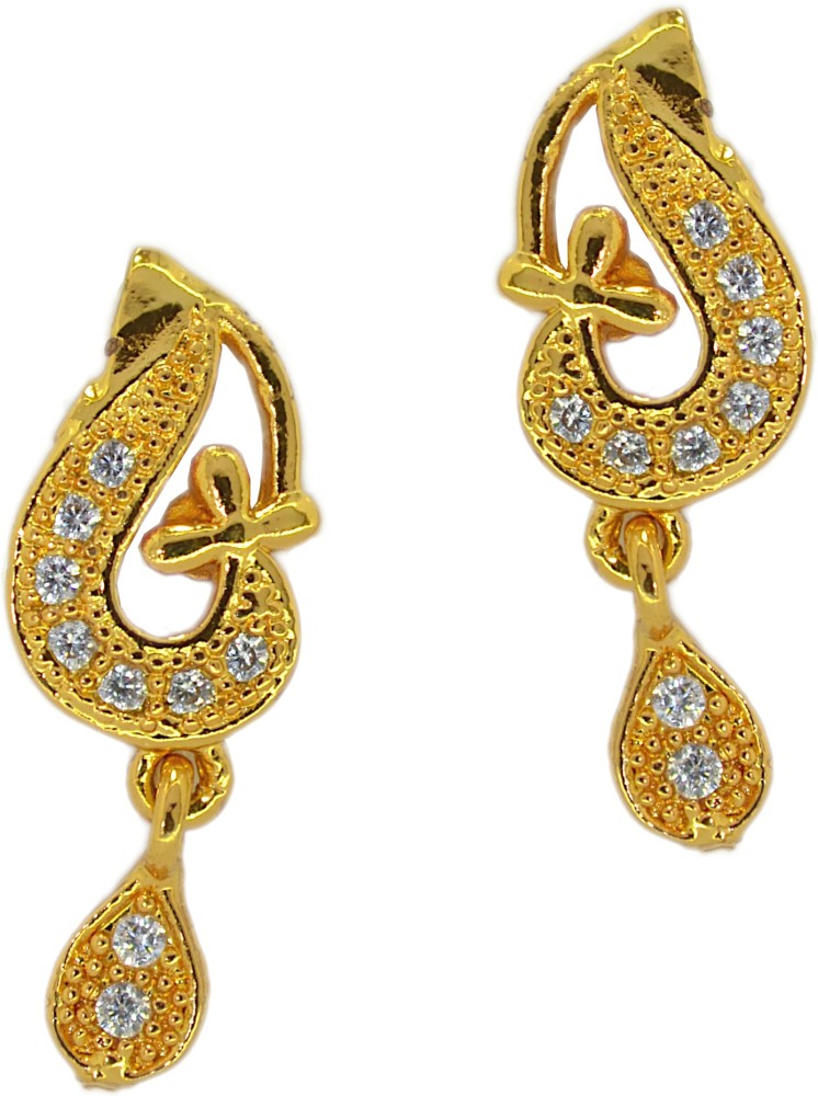 Crave Gold Plated Cubic Zirconia Brass Drops & Danglers