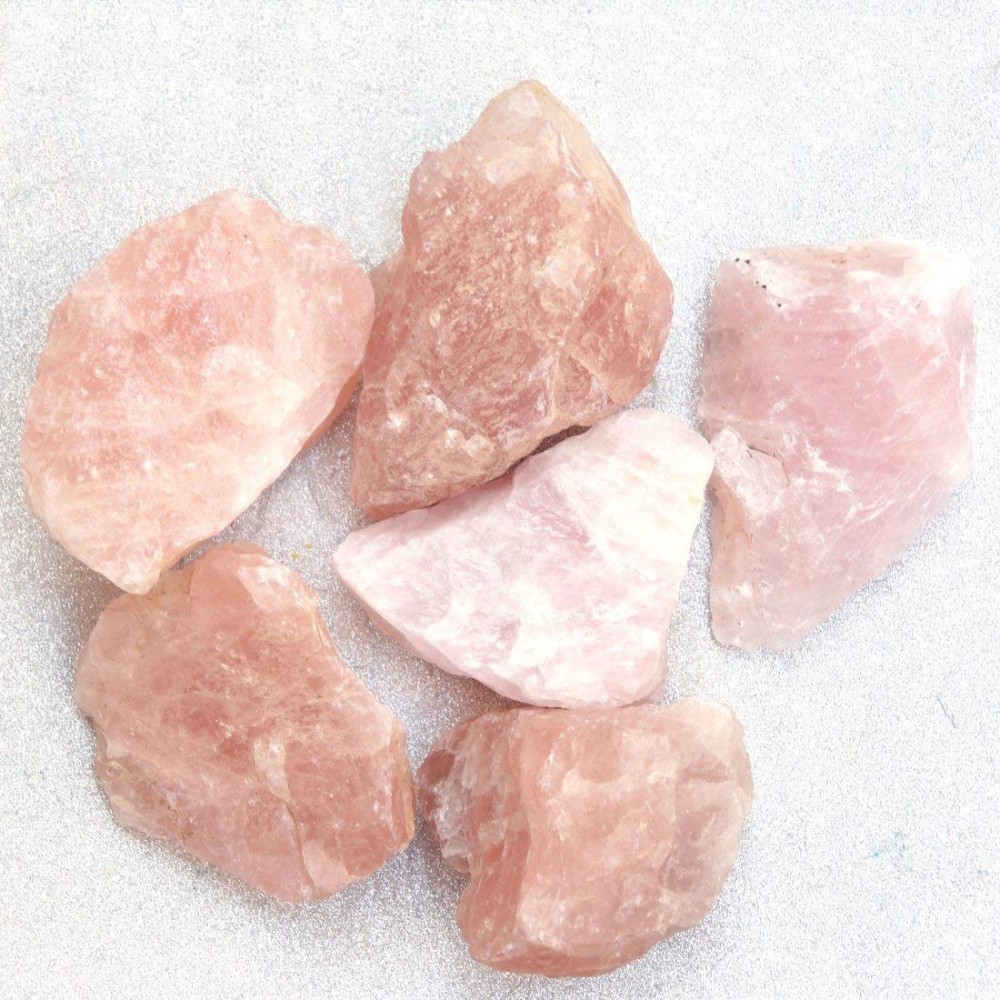 REIKI CRYSTAL PRODUCTS Natural Rose Quartz Stones - Raw Stone for Reiki Healing and Vastu Correction, Protection, Unconditional Love, Relationships and Increase Creativity Raw Rough Stones Regular Rectangular Crystal Stone