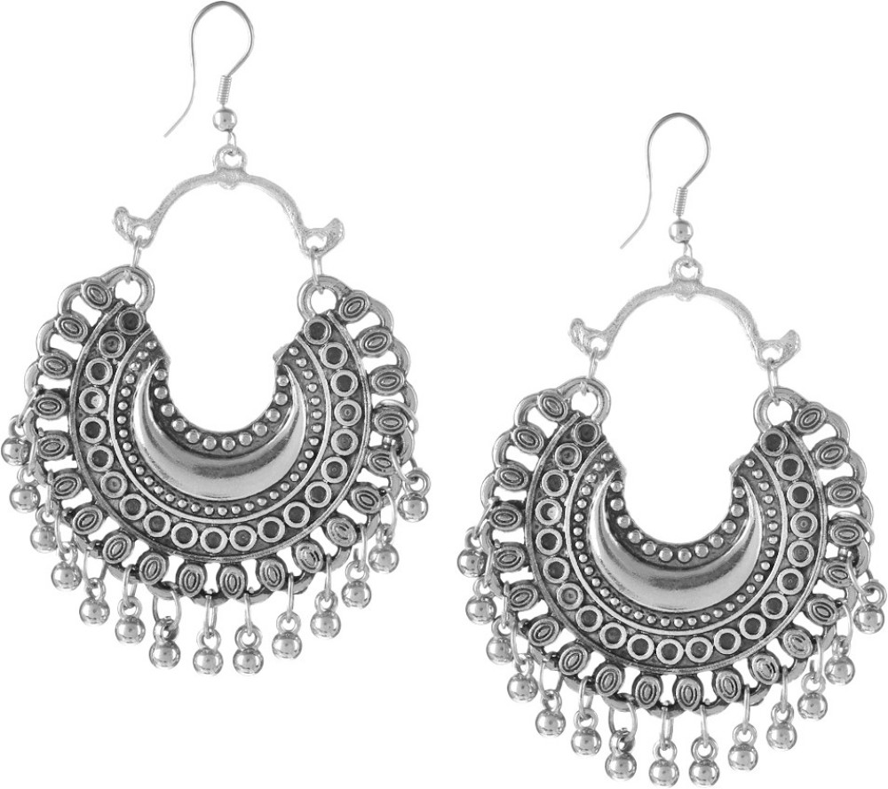 LE ZORA Beautiful Ethnic Vintage Stylish Silver Earrings With Ghungrus Alloy Drops & Danglers, Stud Earring, Earring Set, Jhumki Earring, Hoop Earring, Tassel Earring