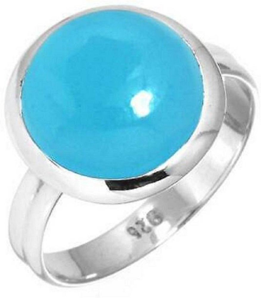 CEYLONMINE Firoza Ring Natural lab certified turquoise stone Stone Turquoise Silver Plated Ring