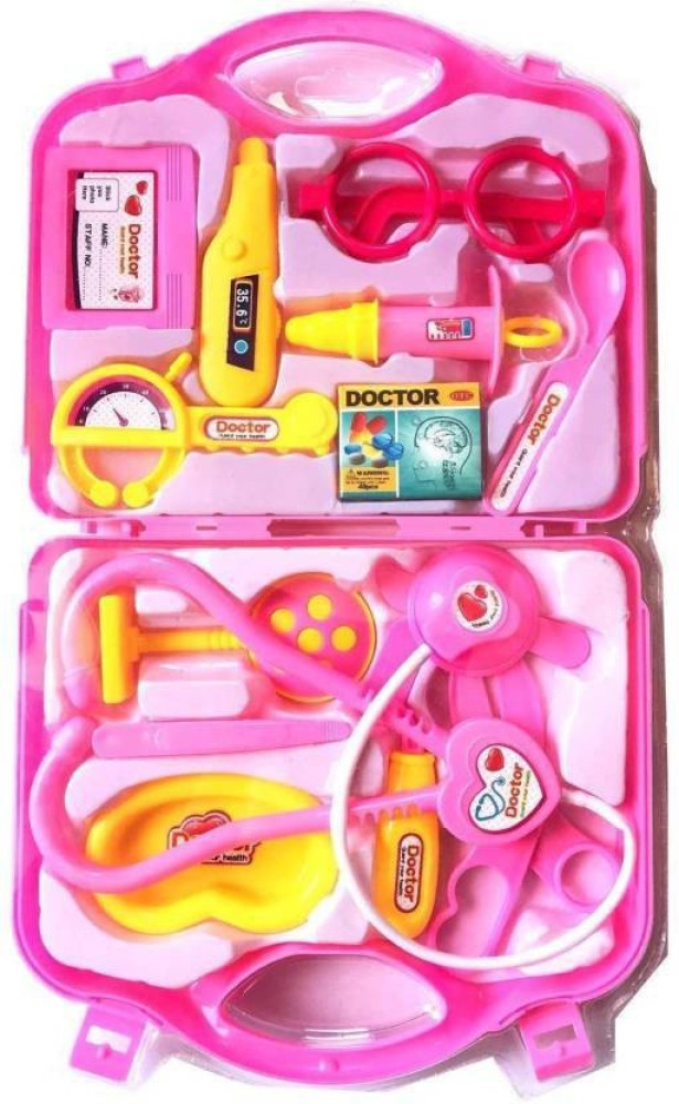 HornFlow My Family Operated Doctor Set 13 Pcs Kit For Kids (Pink)