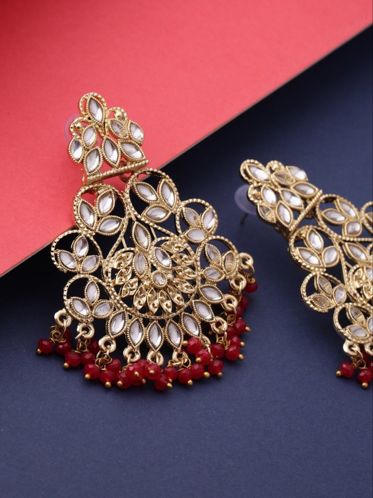 Priyaasi Designer Gold Plated Kundan Brass Drops & Danglers