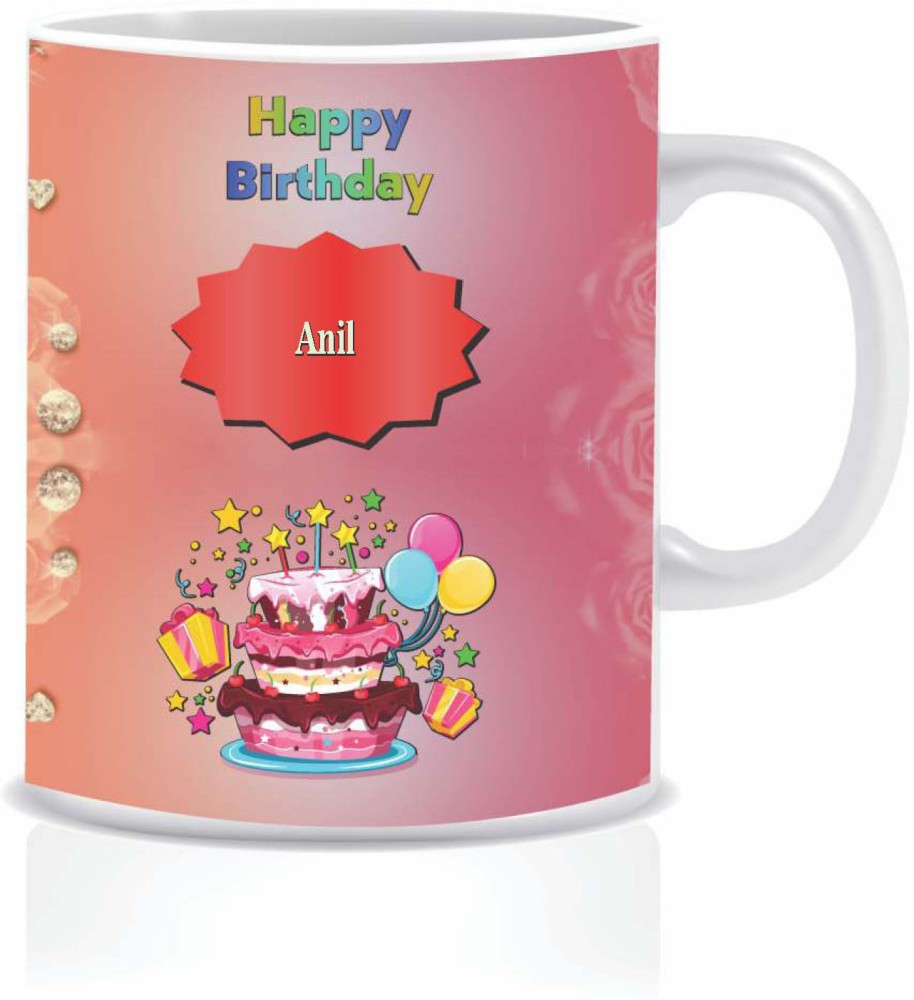 HK Prints Happy Birthday ANIL Name BM-106 Ceramic Coffee Mug