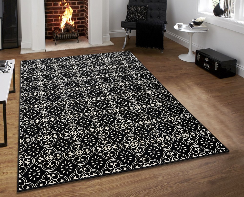 Saral Home Black Cotton Carpet