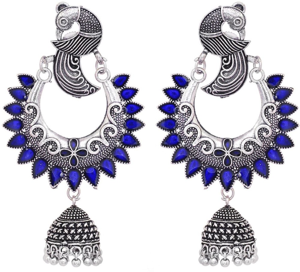 SHI Jewellery Peacock Design Traditional Meenakari Jhumka Jhumki Earring Beads Alloy Drops & Danglers, Jhumki Earring