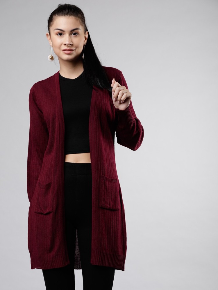 Tokyo Talkies Solid Round Neck Casual Women Red Sweater