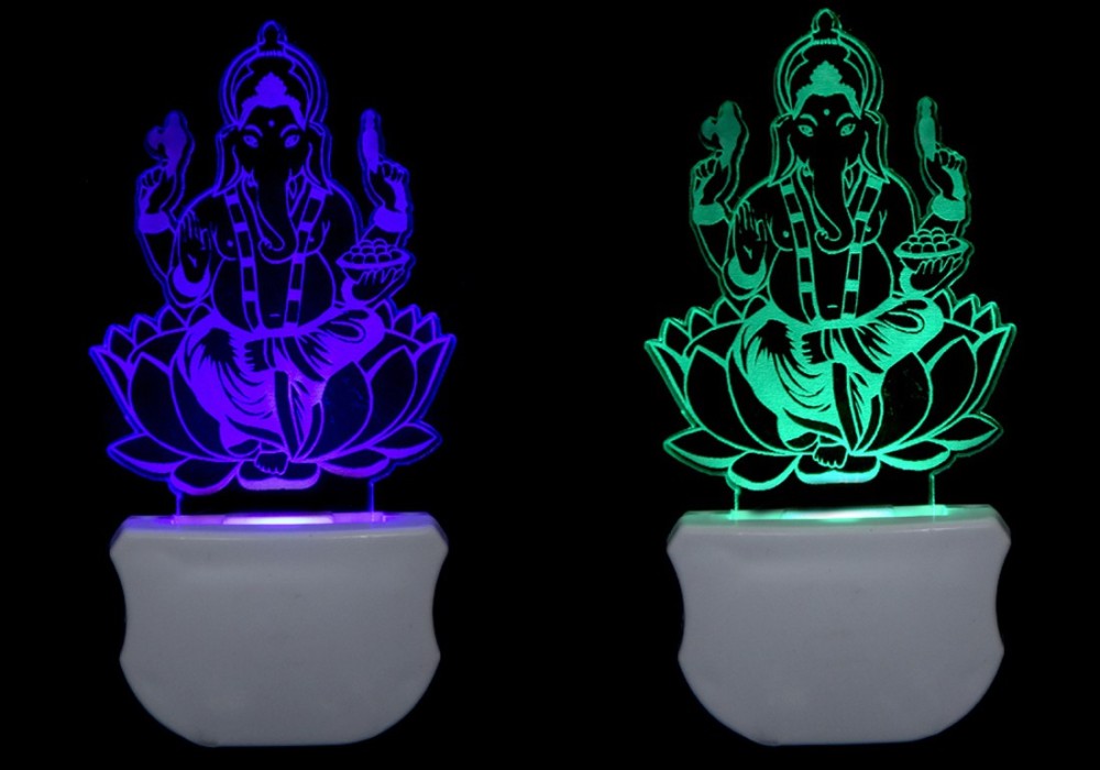 SGI The Lord Ganesh 3D illusion Led Night Lamp comes with 7 Multicolor lighting effect Suitable for for Room,Drawing Room,Lobby (Pack of 2) Night Lamp