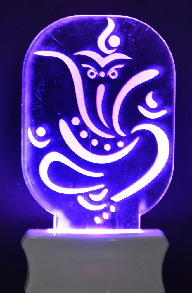 Kelma The Lord Ganesh 3D Illusion Night Lamp Comes with 7 Multicolor and 3D Illusion Design Suitable for Room,Drawing Room,Lobby Night Lamp
