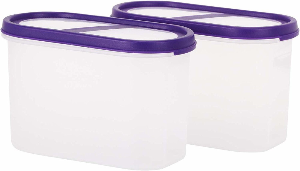 Cutting EDGE SuperSturdy AirTight Food Storage Containers Set for | Rice | Dal | Atta | Flour| Cereals | Pulses | Snacks, Modular Space Saving Design - 1200 ml Polypropylene Grocery Container (Pack of 2, Purple) Slant Lid  - 1200 ml Polypropylene Grocery Container