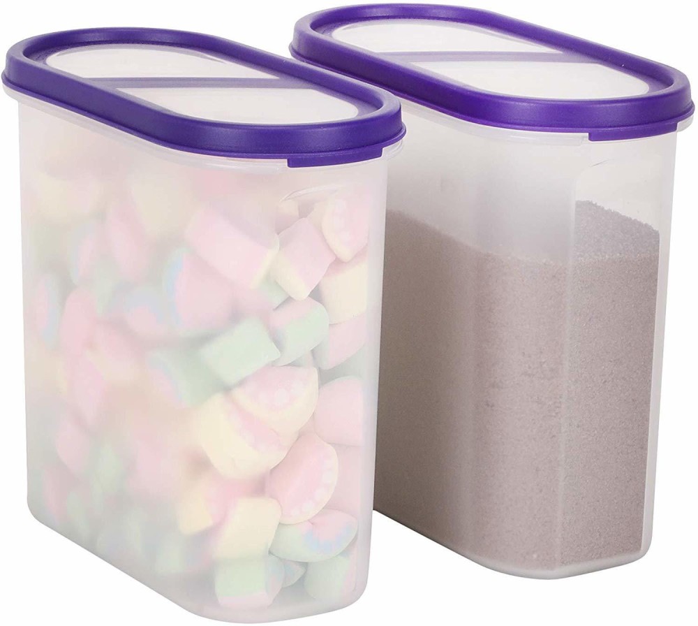 Cutting EDGE SuperSturdy AirTight Food Storage Containers Set for |Rice | Dal | Atta | Flour|Cereals |Pulses |Snacks, Modular Space Saving Design - 1800 ml Polypropylene Grocery Container (Pack of 2, Purple)  - 1800 ml Polypropylene Grocery Container