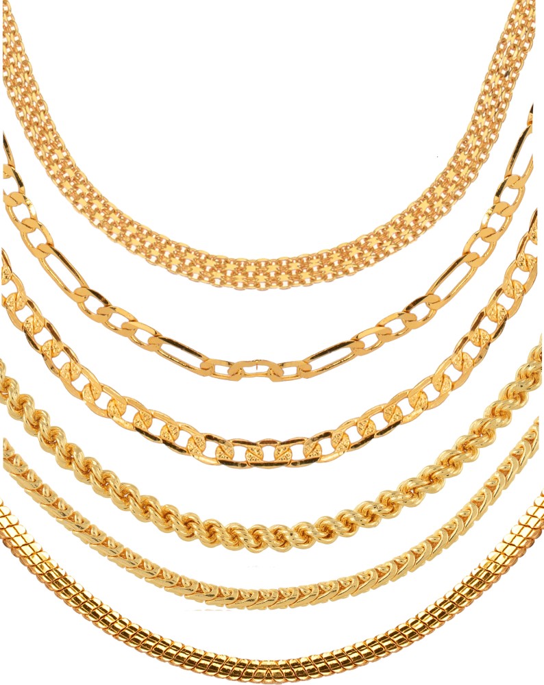 AanyaCentric Combo of 6 Heavy Casual Fashion Necklace Neck Chain Mala Gold-plated Plated Alloy Chain
