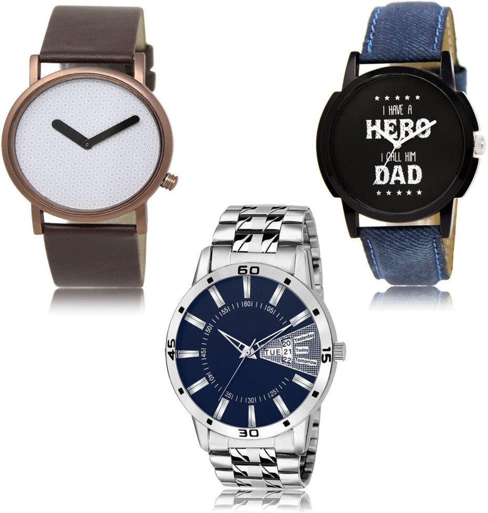 AD Global New latest Designer Combo of 3 Analog Watch  - For Men