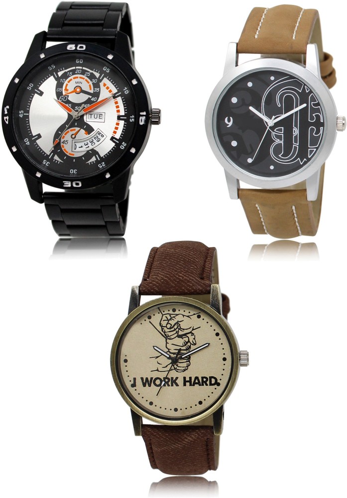 AD Global New latest Designer Combo of 3 Analog Watch  - For Men