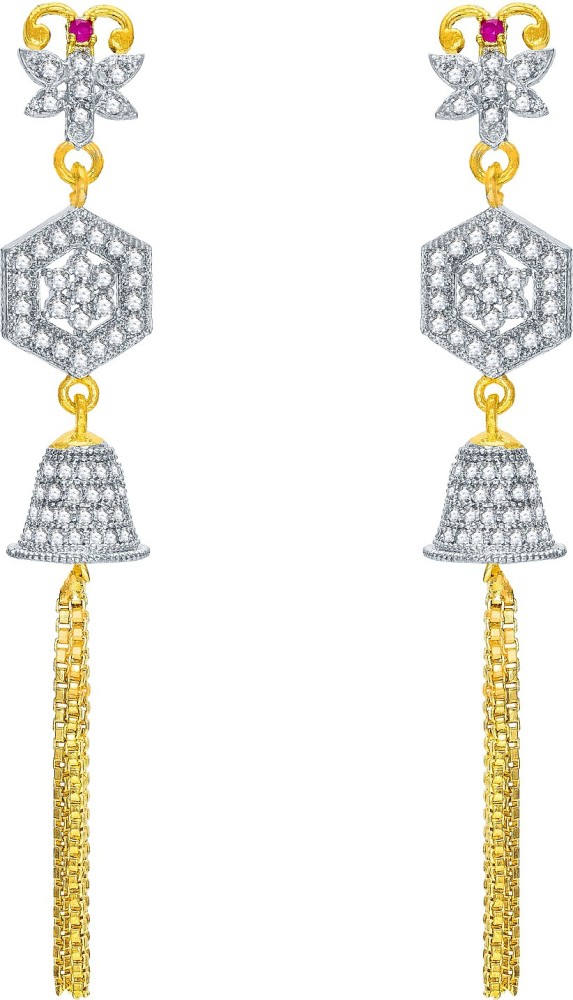 LUXOR Stylish Traditional Latest Designer Trendy Fancy Gold Plated Cubic Zirconia Alloy Drops & Danglers