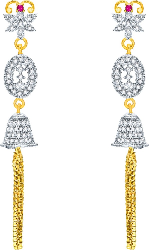LUXOR Stylish Traditional Latest Designer Trendy Fancy Gold Plated Cubic Zirconia Alloy Drops & Danglers