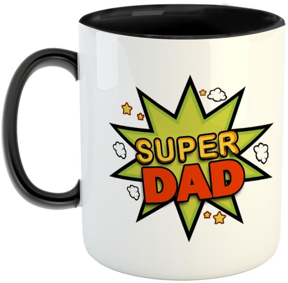 Furnish Fantasy Super DAD ! Coffee - Best Gift for Dad on Birthday/Father's Day - Color - Black Ceramic Coffee Mug