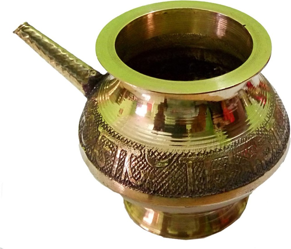 salvusappsolutions Decorated Handmade Pooja Golden Karwa, karwa for karwachauth 3 Inches (Small Size),Kalash/Lota, Karwa Lota, Karva Lota, Brass Karwa, Karwa Kalash No.10 Brass Kalash