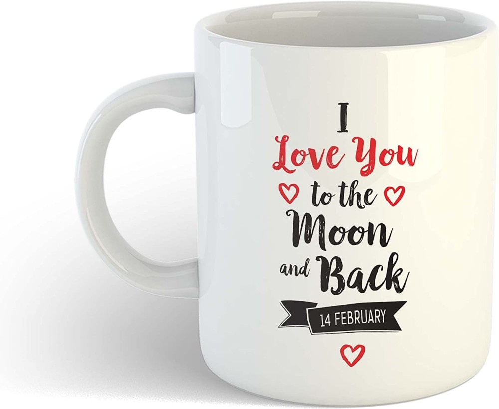 RS CASE Valentine Day Gift Coffee Creative I Love You to The Moon and Back Cute Printed 11oz Ceramic Travel Ceramic Coffee Mug