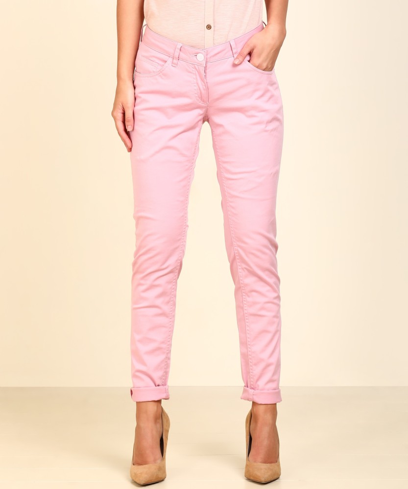PARK AVENUE Slim Fit Women Pink Trousers