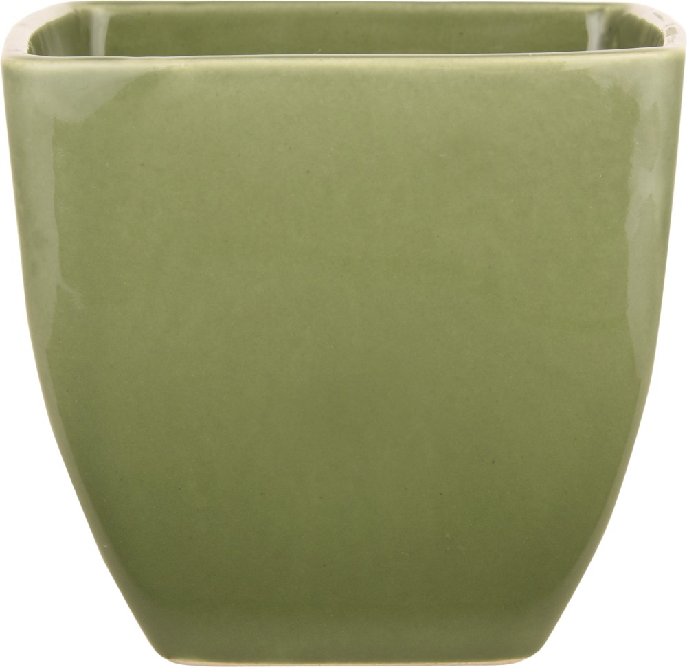 Exotic Green Ceramic Cubo Shape Planter Without Plant Plant Container Set