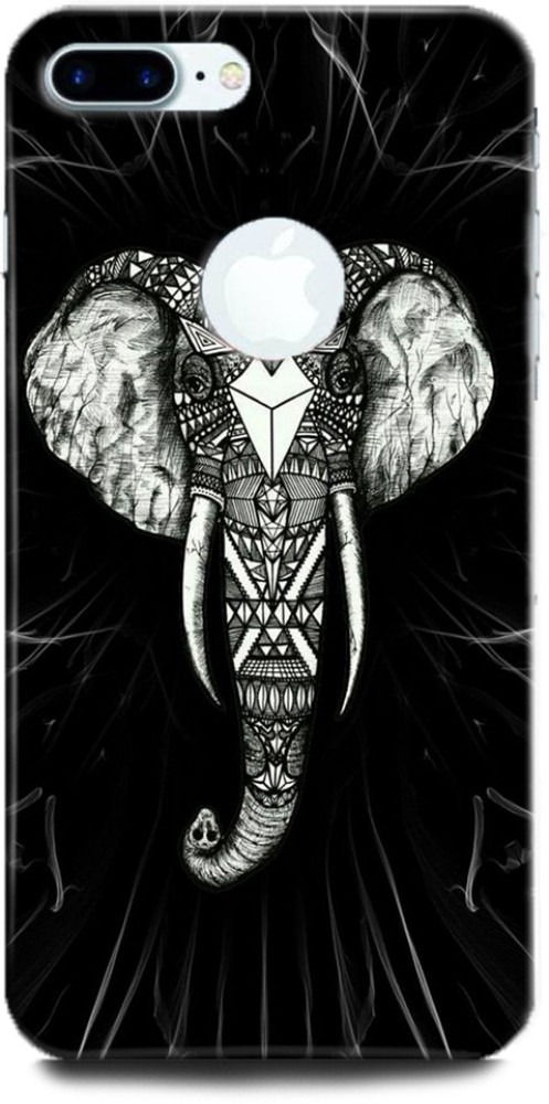 WallCraft Back Cover for Apple iPhone 8 Plus ELEPHANT, BLACK, BAULA AWAD, ABSTRACT ART, TEXTURE