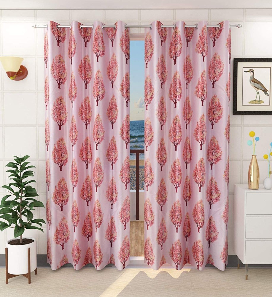 fiona creations 210 cm (7 ft) Polyester, Satin Room Darkening Door Curtain (Pack Of 2)