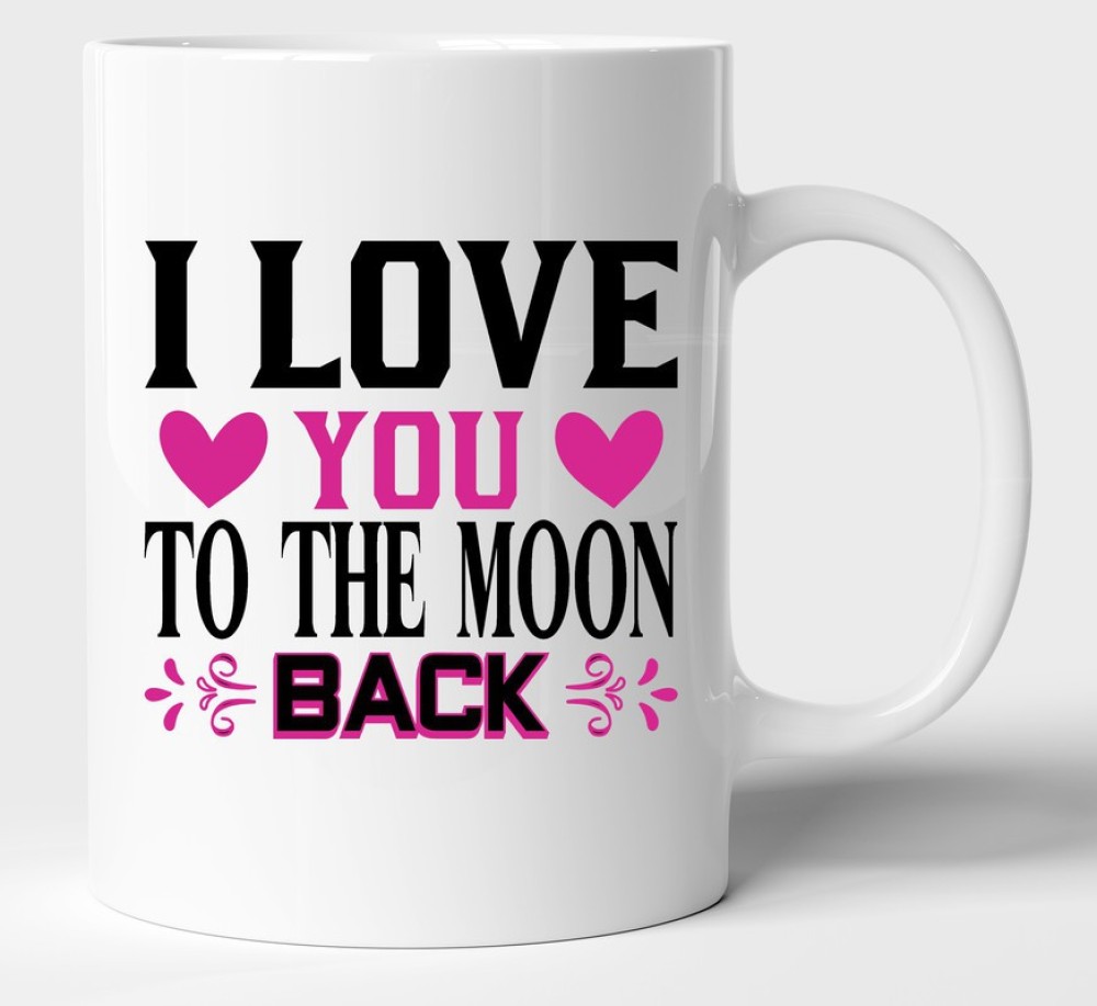 BLISSart I Love You To The Moon Back White Ceramic Best Gift for Girlfriend Boyfriend Husband Wife Ceramic Coffee Mug