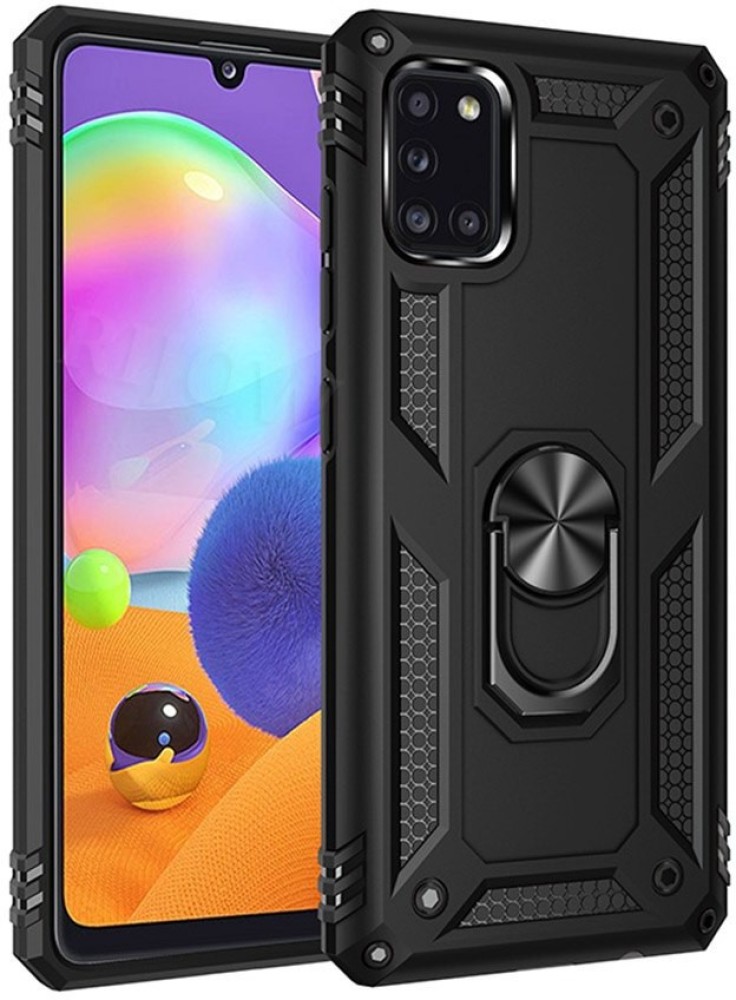 MOBILOVE Back Cover for Samsung Galaxy A31 | Dual Layer Hybrid Armor Defender Case with 360 Degree Metal Ring