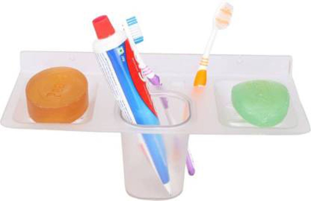 RBS 4 in 1 Multipurpose Kitchen/Bathroom Shelf/Paste-Brush Stand/Soap Stand/Tumbler Holder/Bathroom Accessories Plastic Toothbrush Holder
