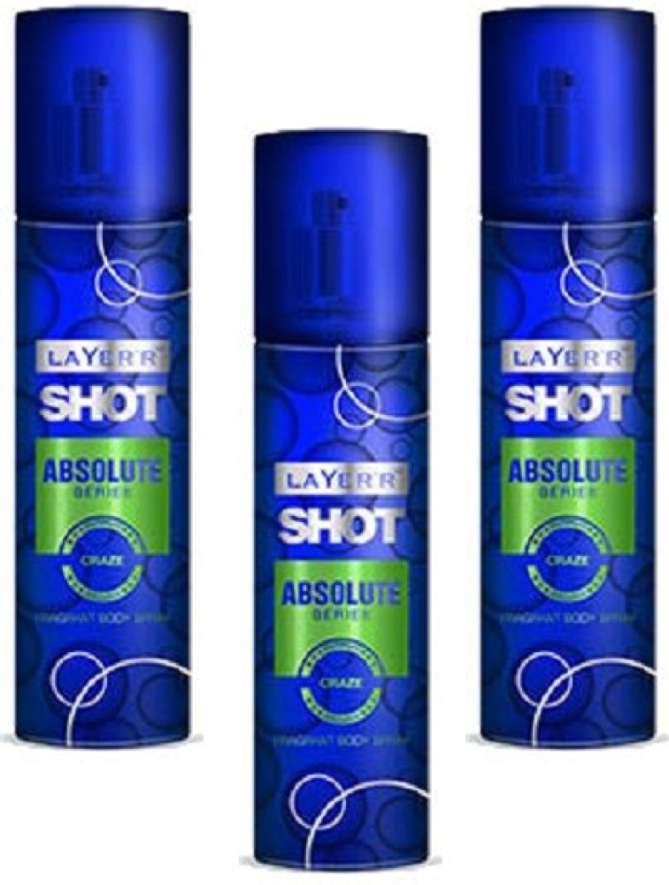 LAYER'R Shot Craze Body Spray 135ml*3Pcs DF5254 Body Spray  -  For Men
