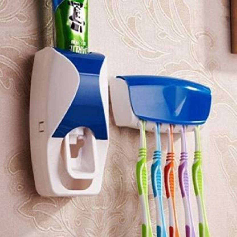 SEASPIRIT Automatic Toothpaste Dispenser with Tooth Brush Holder for Home and Bathroom Acessories Plastic Toothbrush Holder Plastic Toothbrush Holder
