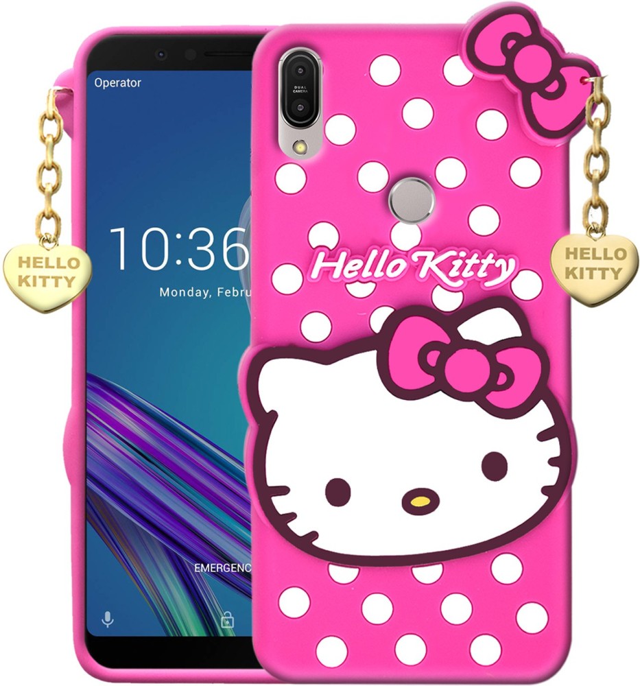Ascensify Back Cover for Asus Zenfone Pro M1 - Hello Kitty Case | 3D Cute Doll | Soft Girl Back Cover with Pendant