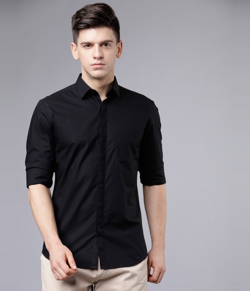 HIGHLANDER Men Solid Formal Black Shirt