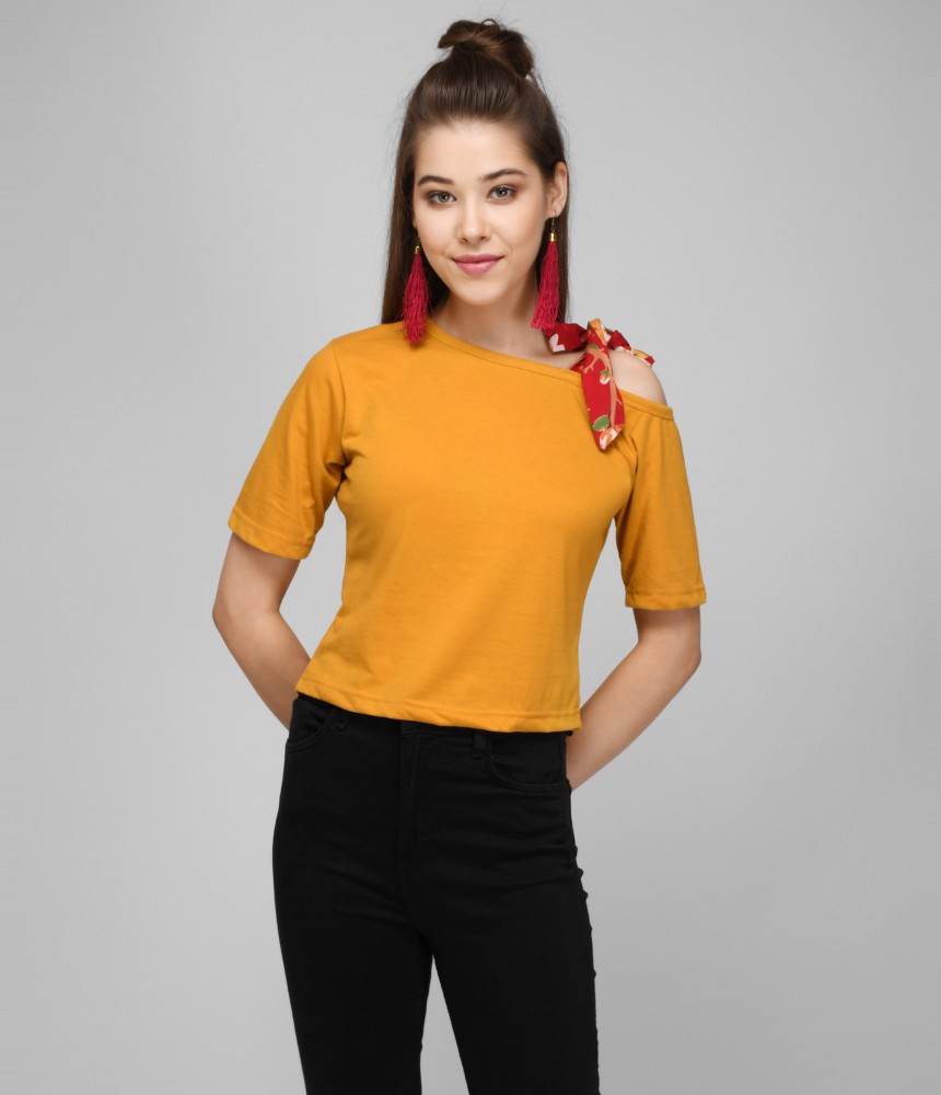 Neoen Casual Regular Sleeve Solid Women Yellow Top