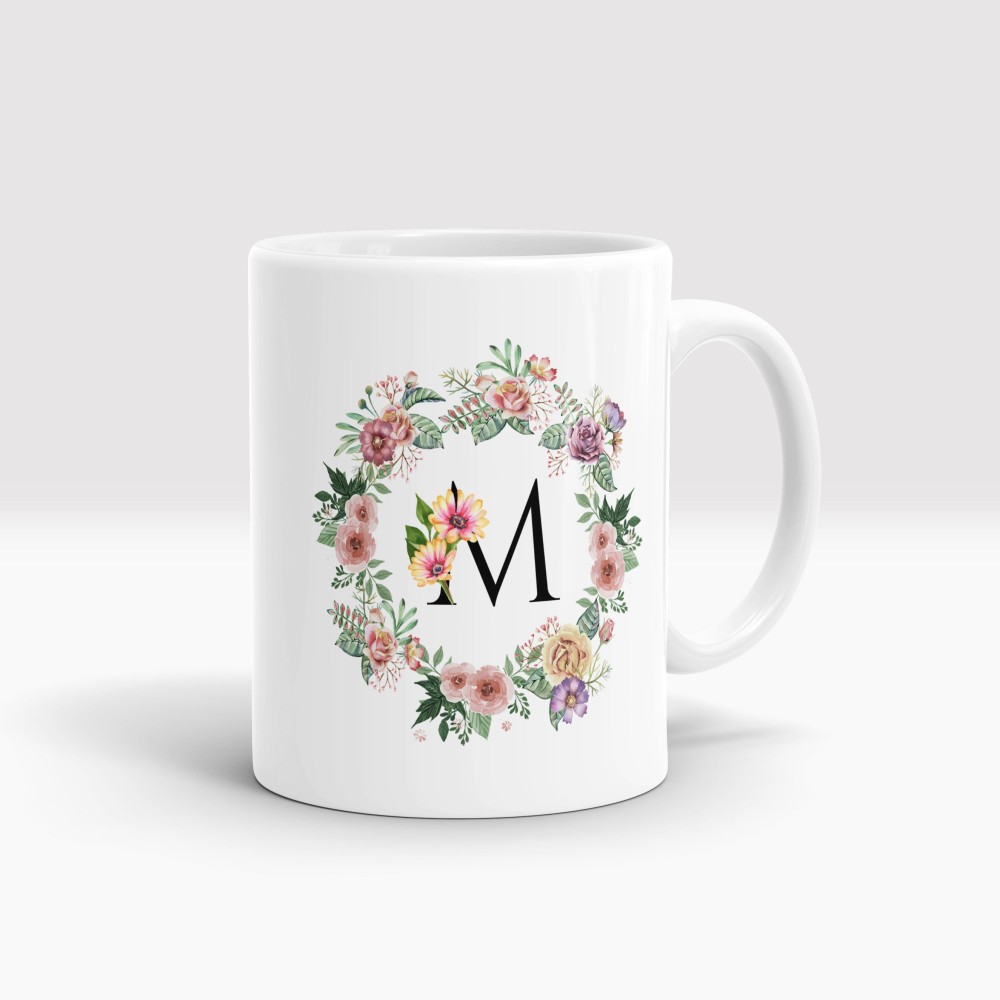 Gift Arcadia Letter M Flower Alphabet CoffeeMug | Best Gift for your Loved Once on their Special Day Ceramic Coffee Mug