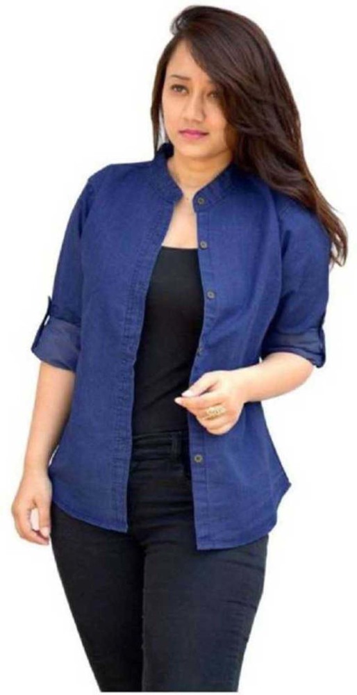 Saira fashion Women Solid Casual Blue Shirt
