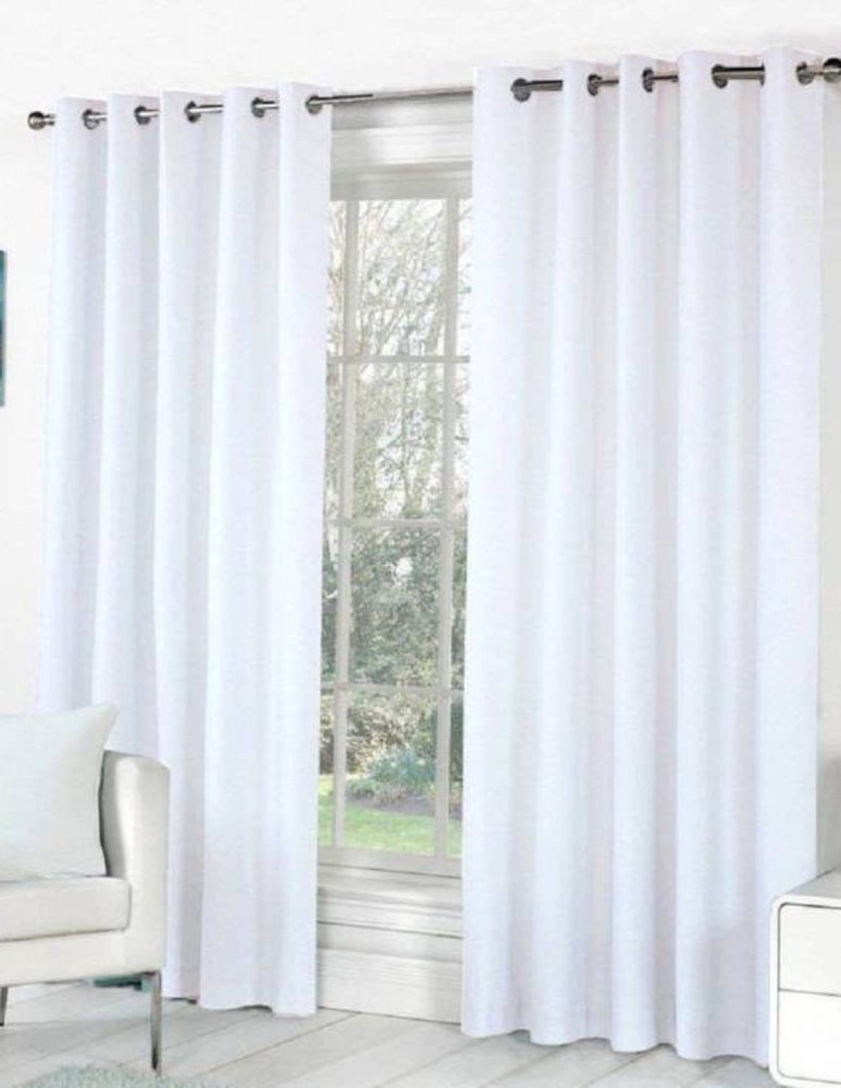 HHH FAB 151 cm (5 ft) Polyester Semi Transparent Window Curtain (Pack Of 2)