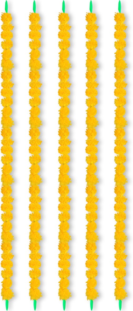 Elegant Casa Artificial Marigold Flufy Flowers Hanging, Garlands, Approx 4.5 (Pack ofg 5 String) Yellow Marigold Artificial Flower