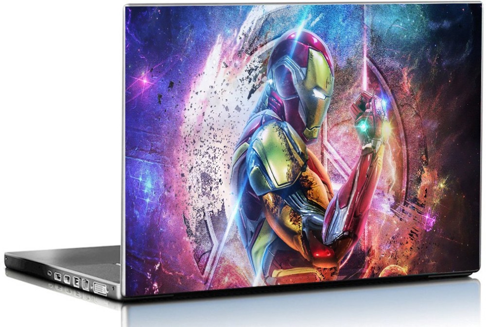 PIXELARTZ Laptop Skin Iron Man Infinity Stones Fan Art HD Quality 15.6 Inches Multi Colour (9034) Vinyl Paper Laptop Decal 15.6
