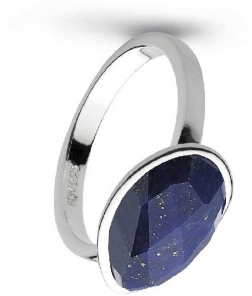 HARMAN GEMS 7.25 Carat Lapis Lazuli Natural Blue Gemstone Adjustable Ring Copper Lapis Lazuli Silver Plated Ring